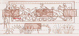 Scene of Fishing and Fowling, Limestone, paint